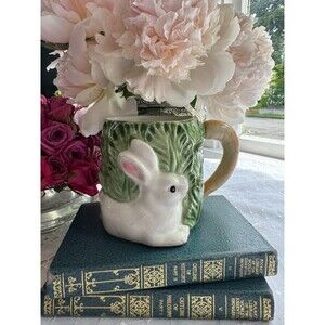 Bunny Rabbit Mug Vintage Omnibus 1987 Dpt 56 Carrots for Handle Cottagecore